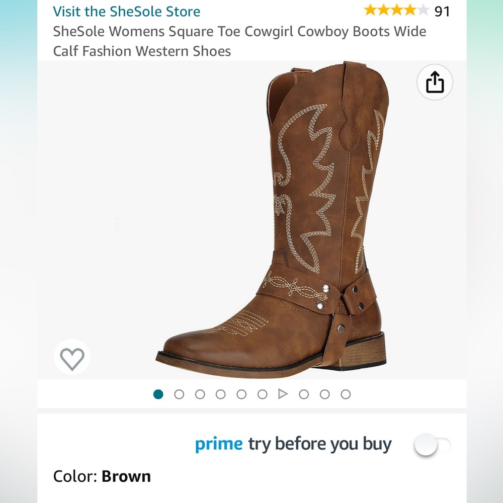 SheSole Womens Square Toe Cowgirl Cowboy Boots Wide Calf Fashion Western Shoes